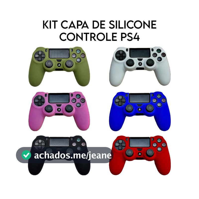 KIT Capa Silicone para Controle PS4, 1, 2, 3 e 4 Unidades Gamer Antiderrapante Confortável