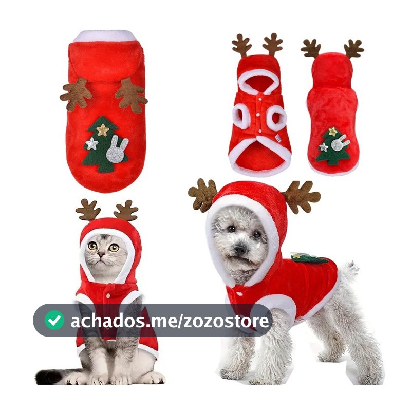 Fantasia De Natal Para Animais De Estimação , Colete Térmico De Flanela Cachorro , Gato , Papai Noel , Árvore Espessante
