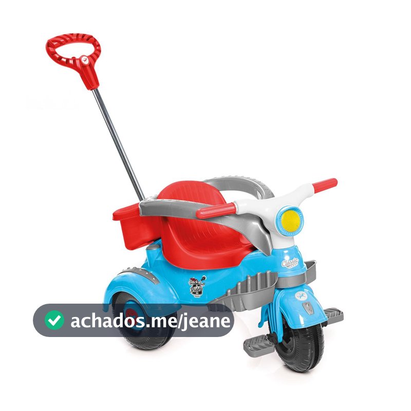Triciclo Velocita Classic Azul  Calesita  Passeio e Pedal 2 em 1 Até 30kg