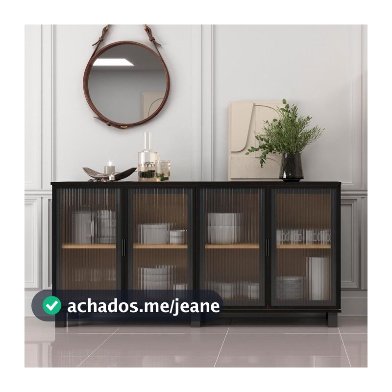 Aparador Buffet 4 portas de vidro Ditália R-638