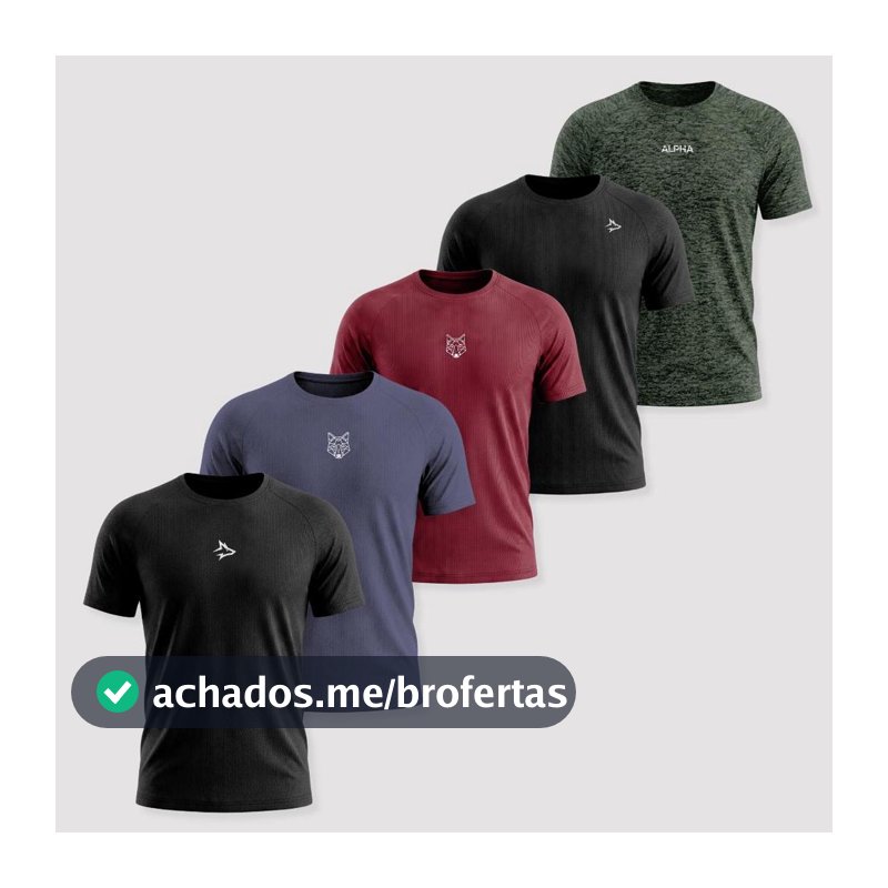 Kit 5 Camisetas Dry Masculina Esporte Treino Alpha