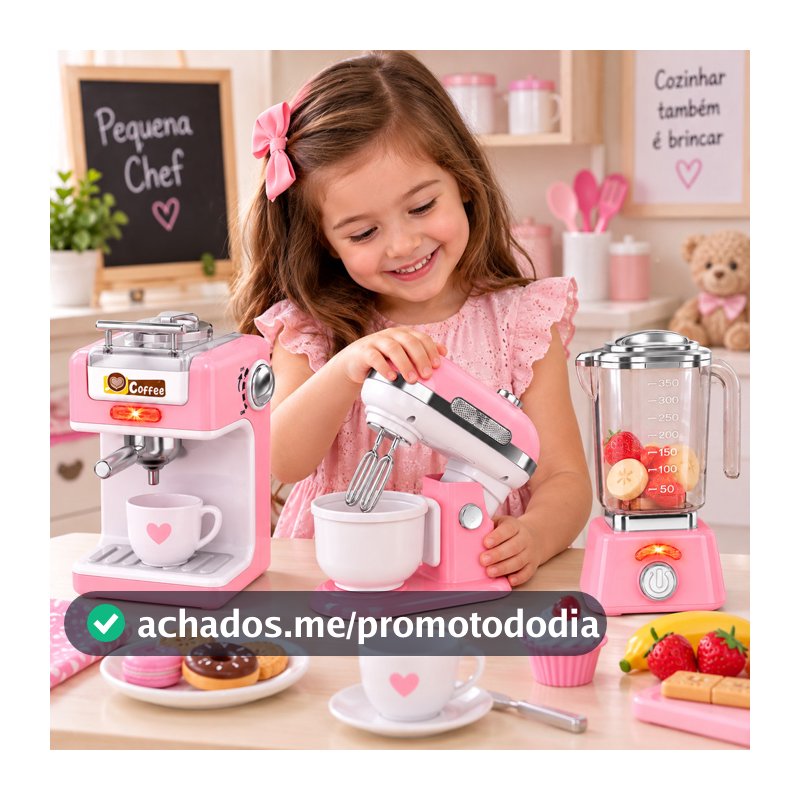 Brinquedo Cozinha Infantil 3 Peças Luz Som Faz de Conta
