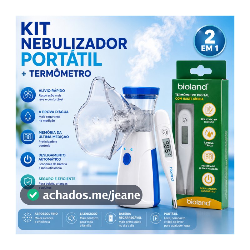 kit nebulizador portatil utrassonico inalador + termometro digital bioland