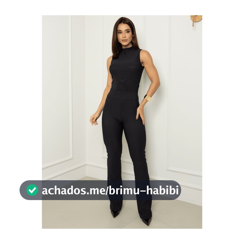 Conjunto Feminino Calça Pantalona Cintura Alta Regata Gola Alta Montaria Premium