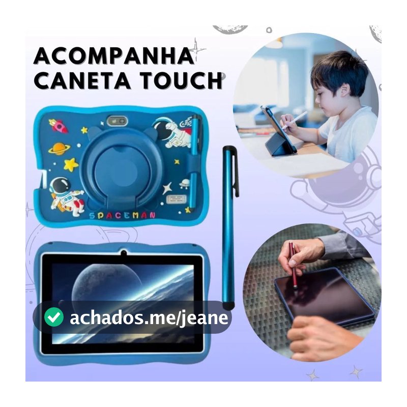 Tablet Infantil Kids 7 Polegadas Android WiFi Bluetooth Smart Tela Touch Capa Super Resistente para Crianças