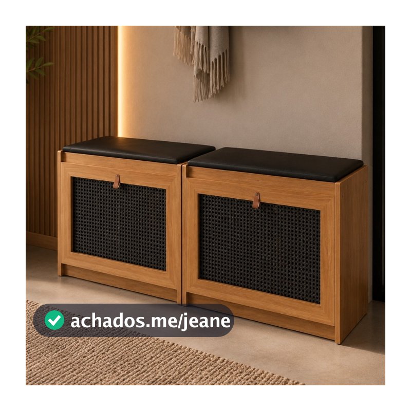 Conjunto 2 Bancos Sapateiras com Assento Almofadado Organizador de Calçados Plenitude - Ofertamo