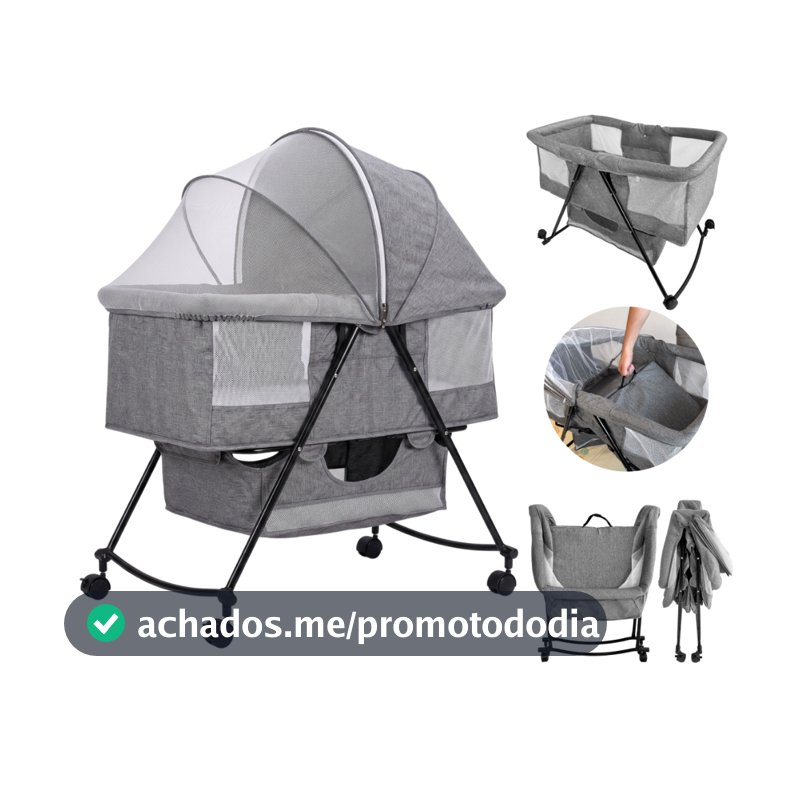 Berço Portátil de Bebê Dobrável Balanço Moisés com Colchão Mosquiteiro Pipdip