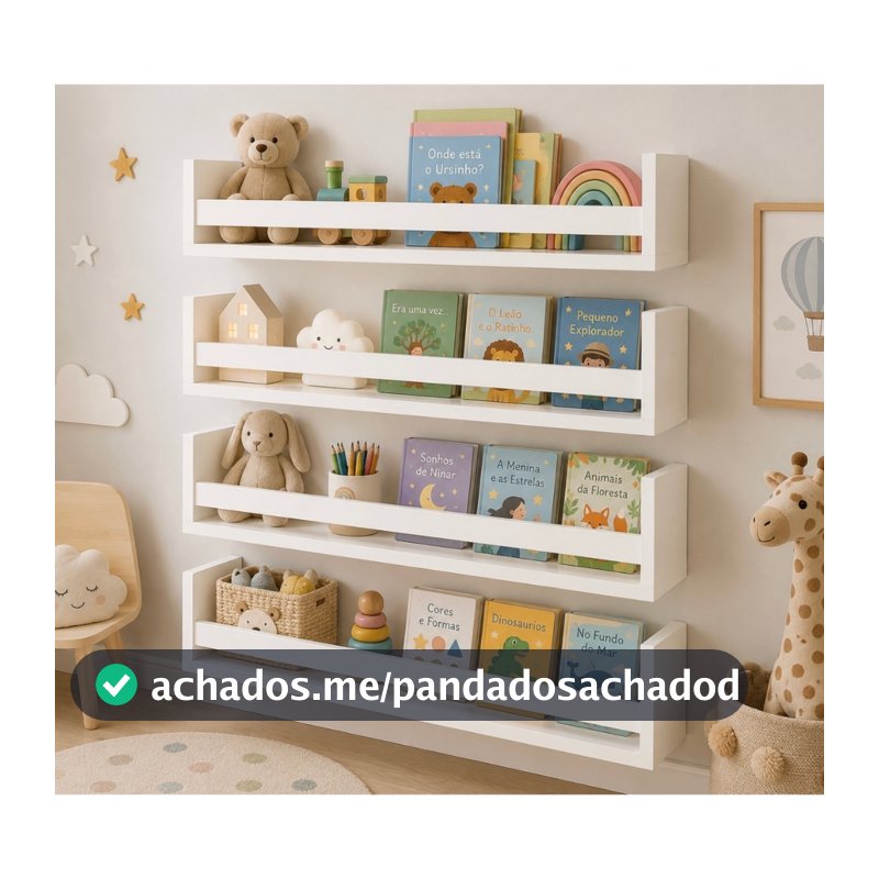 Nicho Prateleira Livros Infantil Montessori MDF 15mm 60cm Já Montada Nicho Parede Decorativa Organizador Quarto Bebê