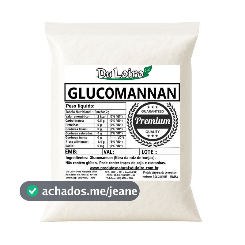 Glucomannan em Pó Puro - Fibras naturais para saciedade (50g)