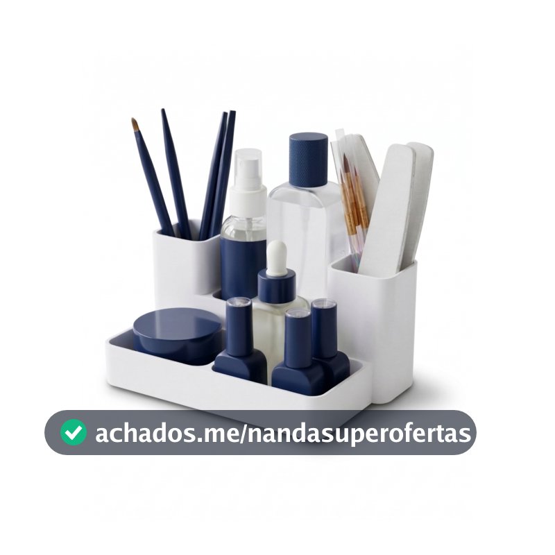 Organizador Nail Profissional Porta Esmaltes Pincéis Lixas Manicure Bancada Clean Compacto