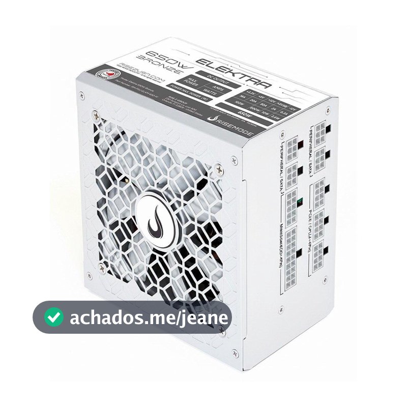 Fonte Gamer Rise Mode Elektra, 650W, Bronze, Full Modular, PFC Ativo, Branco - RM-PSU-ELKM-650-W