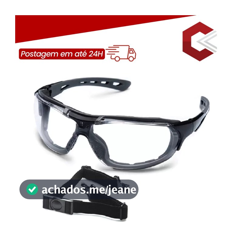 Óculos De Segurança, Esporte E Lazer Antirrisco Antiembaçante UV e Vedação Steelflex Roma - CA 40903