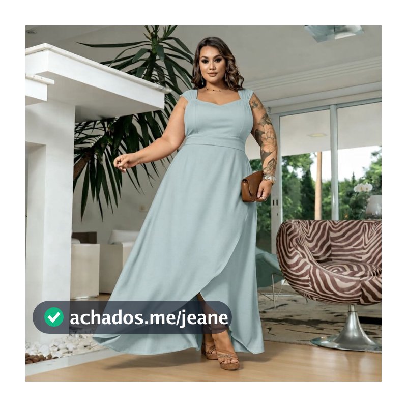 Vestido Feminino Plus Elegante Longo Transpassado Elastex