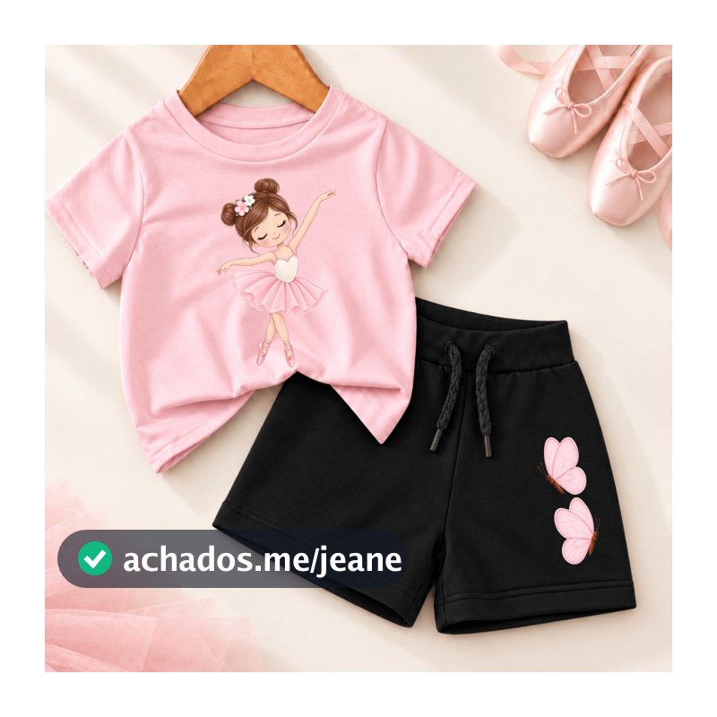 Conjunto Menina Bailarina Camiseta + Shortinho 2 Ao 16