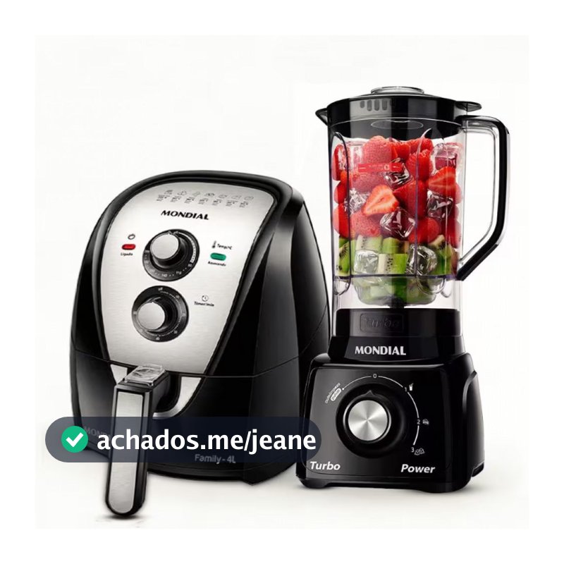 Fritadeira Elétrica Sem Óleo Air Fryer AFN40BI 4L + Liquidificador Turbo Power L-99 FB 500W Mondial