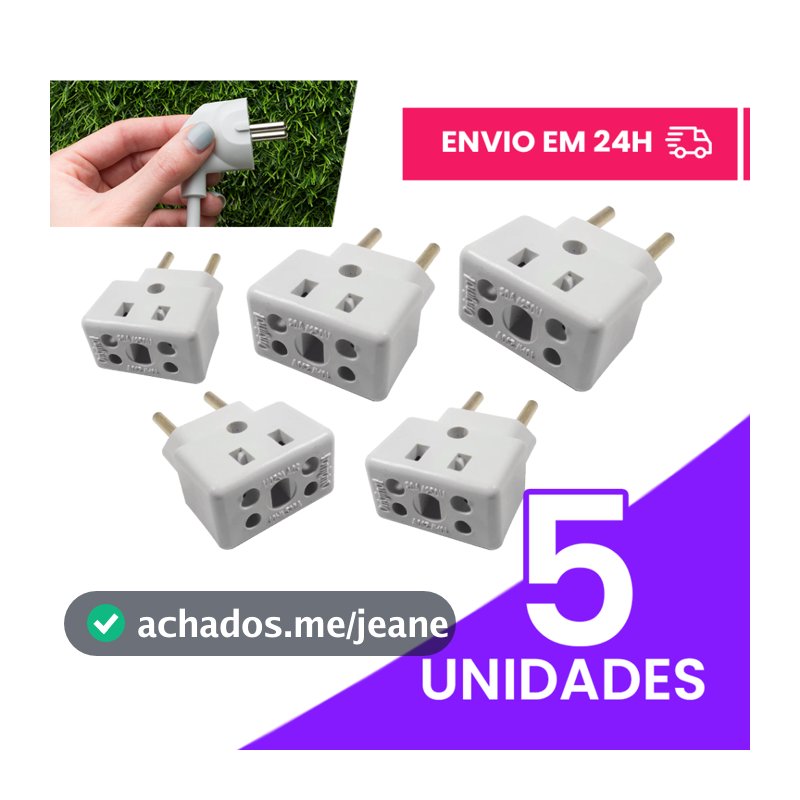 Adaptador de Tomada C/5 Benjamin BOB 10A/20A Pino Maciço Resistente