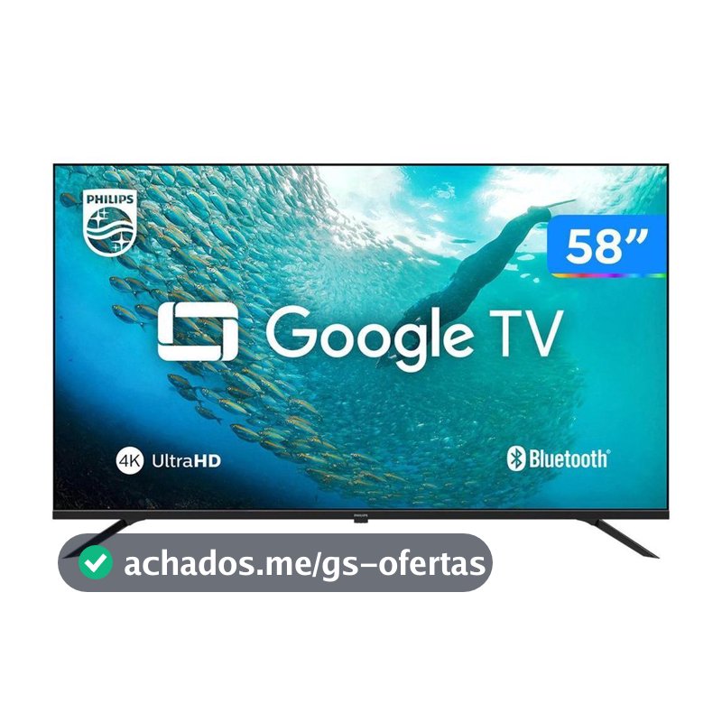 Smart TV 58" 4K UHD LED Philips 58PUG7019/78 Wi-Fi Bluetooth Google Assistente 3 HDMI 2 USB