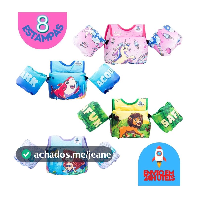 Colete Salva Vidas Flutuador Infantil AcquaFun My Little Crab 100% Bóia Fabricado no Brasil