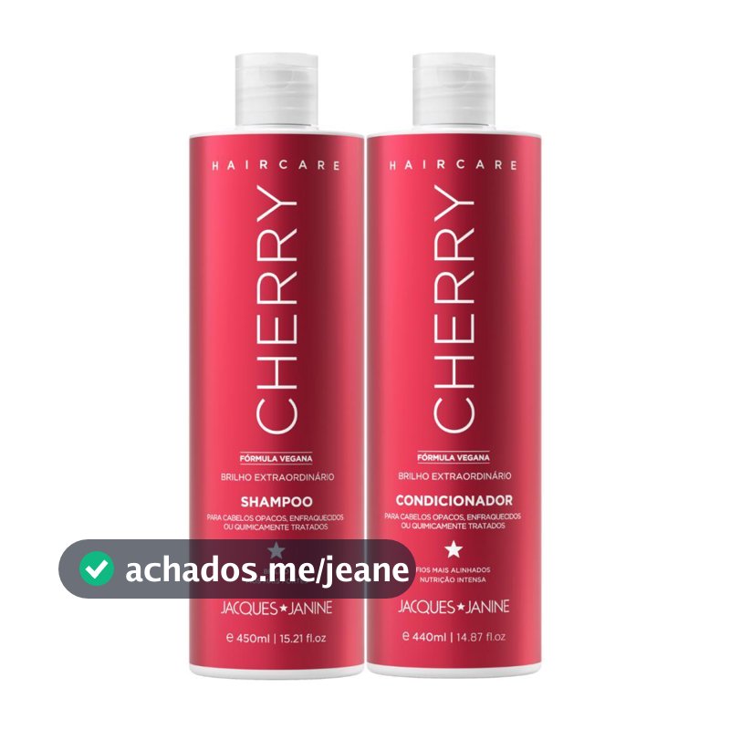 Kit Jacques Janine Hair Care Cherry Cereja Shampoo Sem Sal 450ml Condicionador Leave-in 440ml