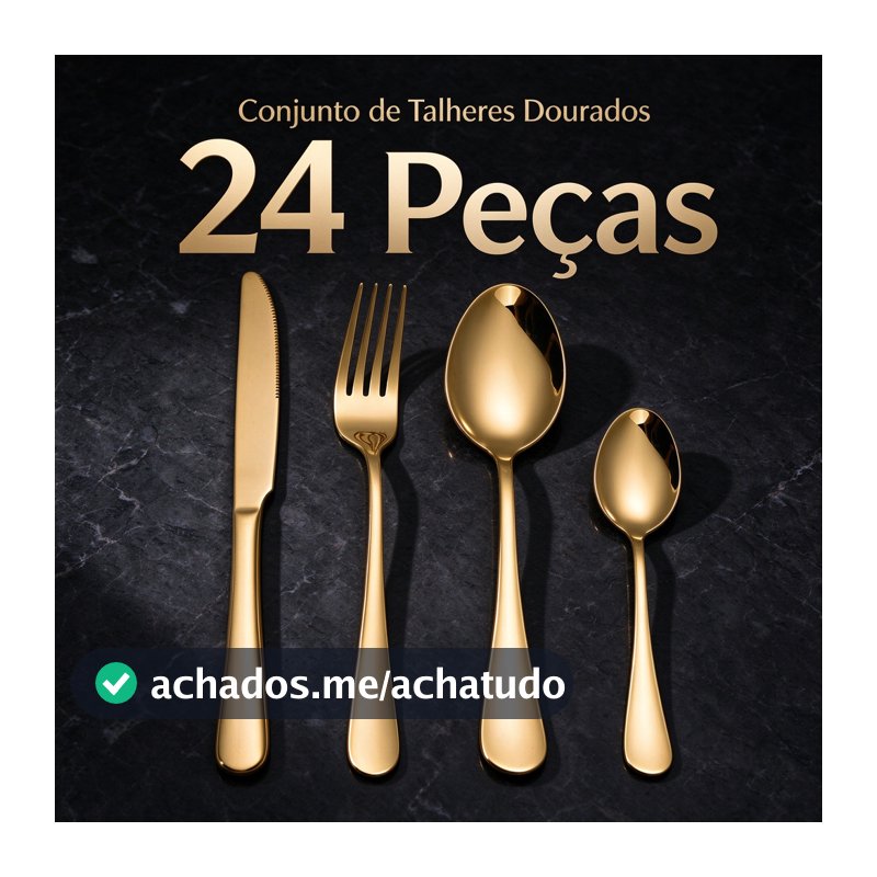 24 Pcs LouçA De Aço InoxidáVel Colher De Sobremesa Dourada / Luxuoso