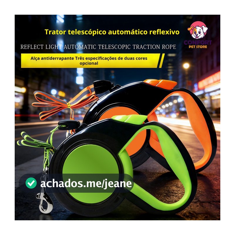 Coleira retrátil automática para cães, coleira refletora, coleira para animais de estimação, 3m, 5m, 8m