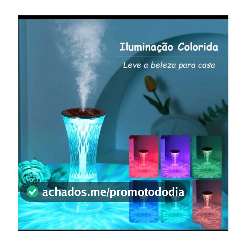Umidificador e aromatizador de ambiente  luz deslumbrante mudar de cor 7 cores diferentes cristal 270ml