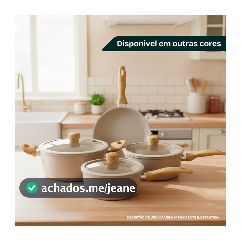 Jogo de Panelas 4 Peças Antiaderente Cerâmica Compatível Fogão Gás e Indução