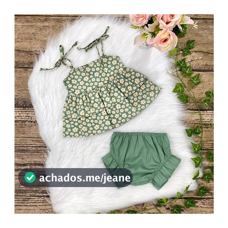 Conjunto Blusa e Short Bebê menina 0 a 5 meses roupa de bebe 100 algodão