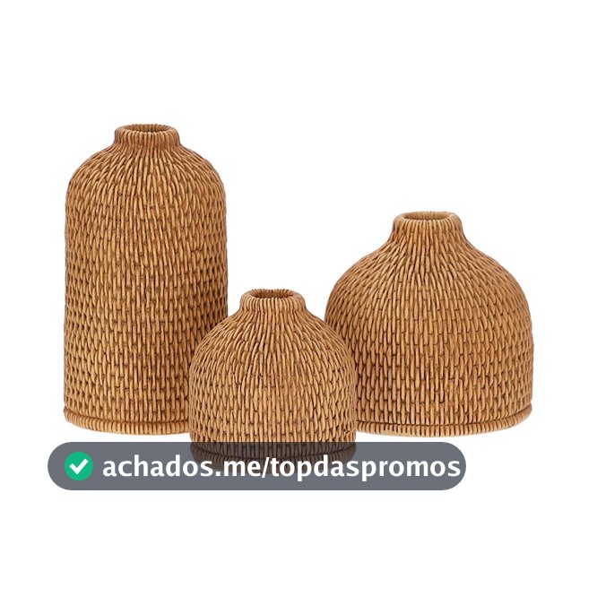 Conjunto 3 Vasos Decorativos Modernos Enfeite Para Sala Em Poliresina