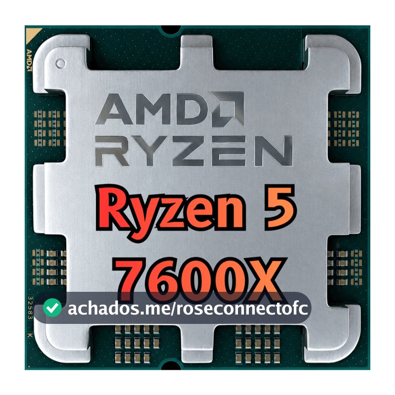 Processador AMD Ryzen 5 7600X, 4.7GHz (5.3GHz Max Turbo), Cache 38MB, 6 Núcleos, 12 Threads, AM5, Com Vídeo Integrado
