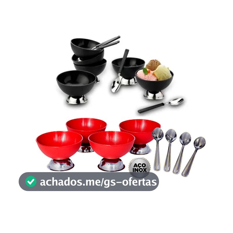 Jogo de taças para sobremesa Conjunto Potes Plásticos com Aço Inox Para Servir