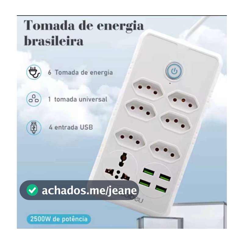 Extensor de tomada elétrica 110-220v, 6 tomadas coibeu USB