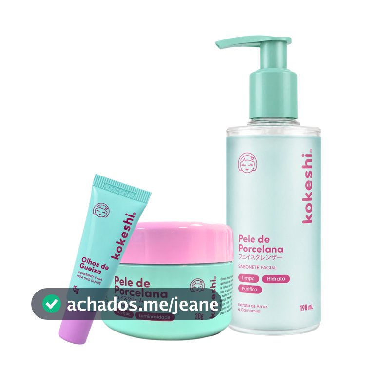 Kit Limpeza e Hidratação Facial Pele de Porcelana Kokeshi Sabonete Olhos de Gueixa