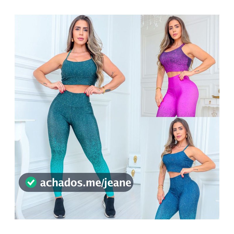 Conjunto Feminino Degrade Legging Modela Cintura + Top com Bojo Removível Academia Fitness Promoção