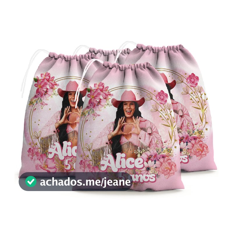 Kit com 10 Sacolinhas Personalizadas 15x20 Lembrancinha Festa Infantil Nome e Idade