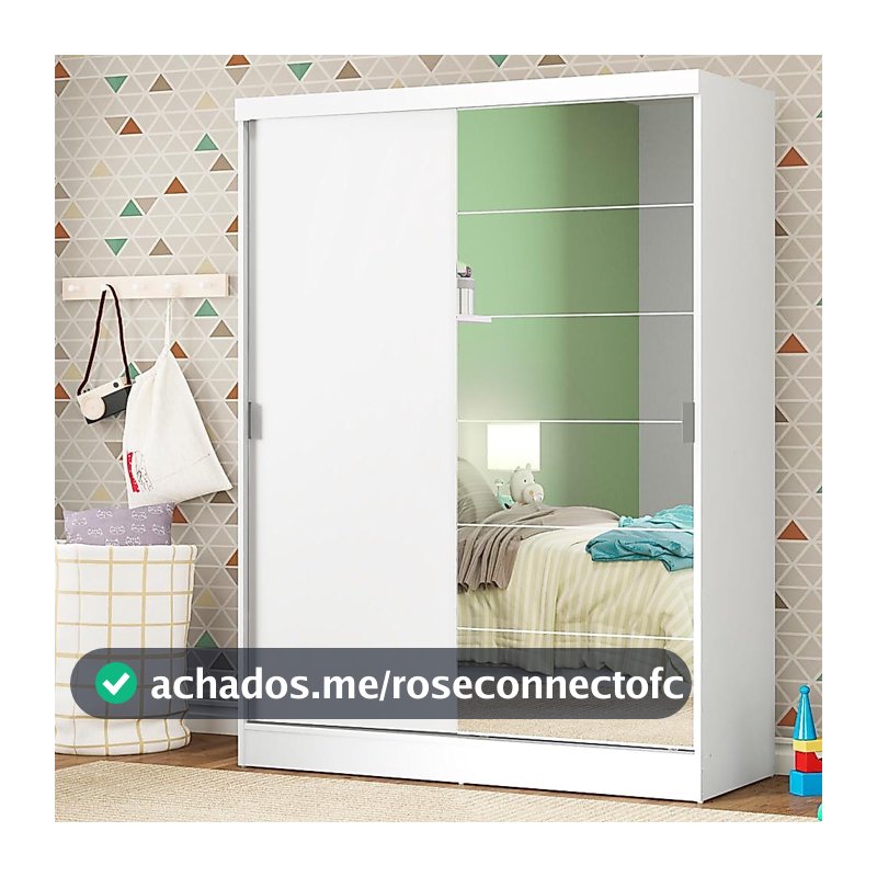 Guarda-Roupa Infantil Madesa Nick 2 Portas de Correr com Espelho - Branco