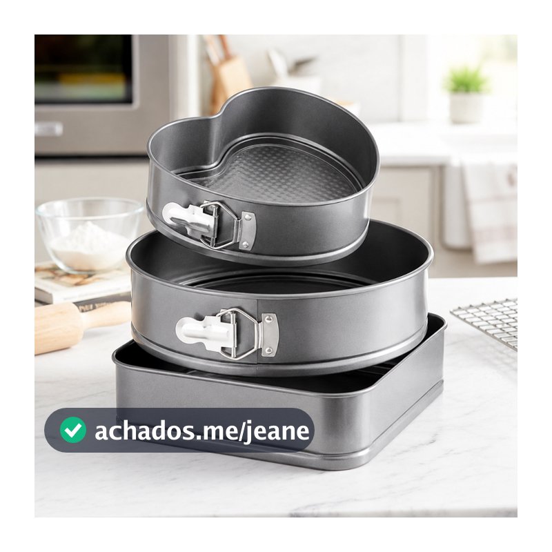 Kit Com 3 Formas De Bolo Antiaderente Fundo Removível Aluminio Assadeira Forno