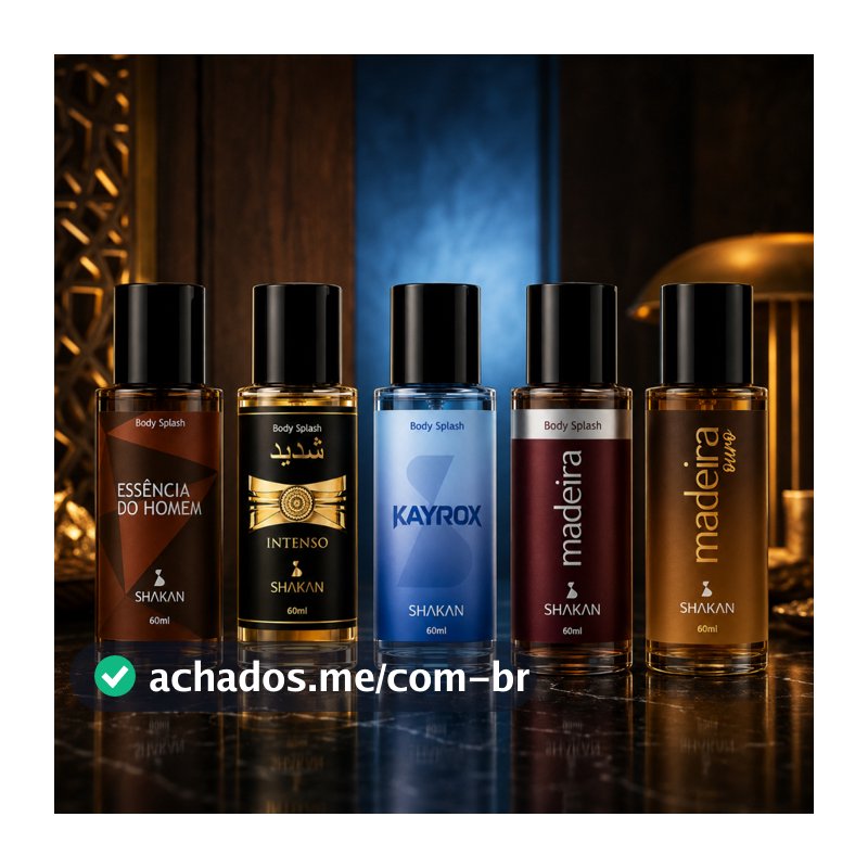 Kit Body Splash Masculino Shakan 60ml Kayrox Madeira Ouro Prata Intenso Essencias Masculino Presente