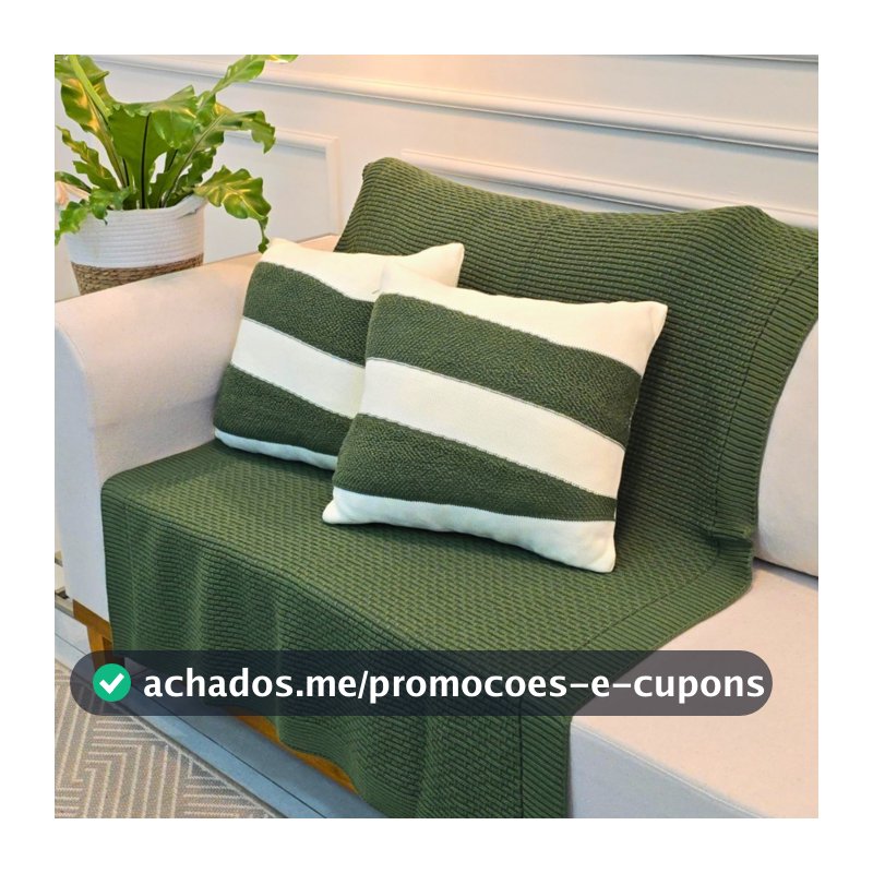 Kit Manta de Tricot Sofá Poltrona 150x100cm Siena Decorativa Sala +  2 Capas de Almofadas 45X45cm