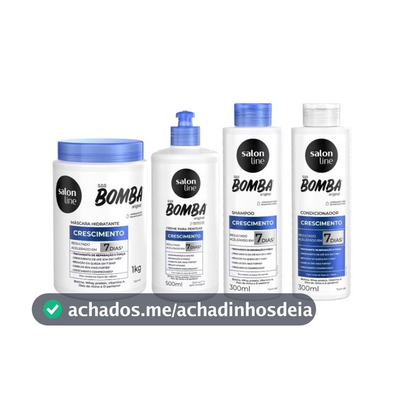 Kit SOS Bomba Original Shampoo + Condicionador 300ml + Creme 500ml + Máscara 1kg