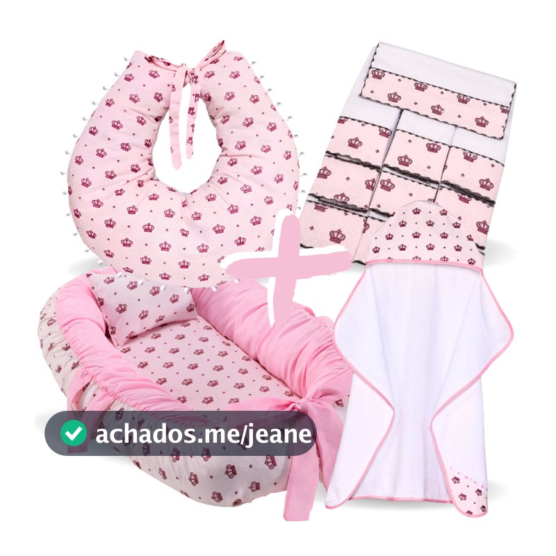 Kit Toalha de Banho Bebe Forrada + Ninho Redutor de Berço + 6 Toalha de Ombro + Almofada Amamentação