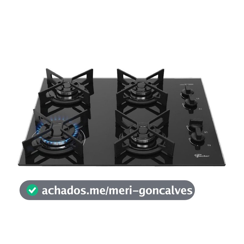 Cooktop a Gás Fischer 4 Bocas Fit Line Trempe Iron Preto Bivolt