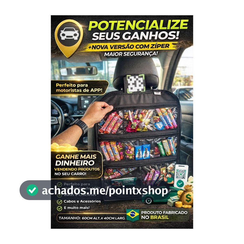 Organizador para Motorista UBER/99/INDRIVER Porta objetos Veicular/Carro ajustável/pendurável Em TELA ou COM ZÍPER