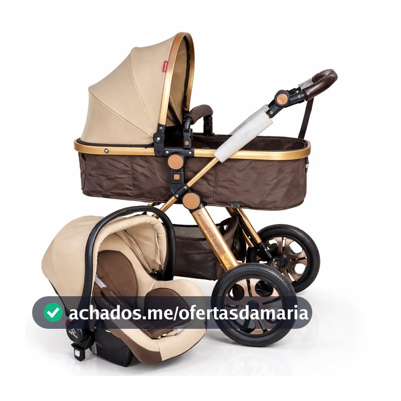 Kit 3 em 1 Carrinho Luxo + Bebê Conforto Selo Inmetro Com Moisés Travel System Passeio Reversível