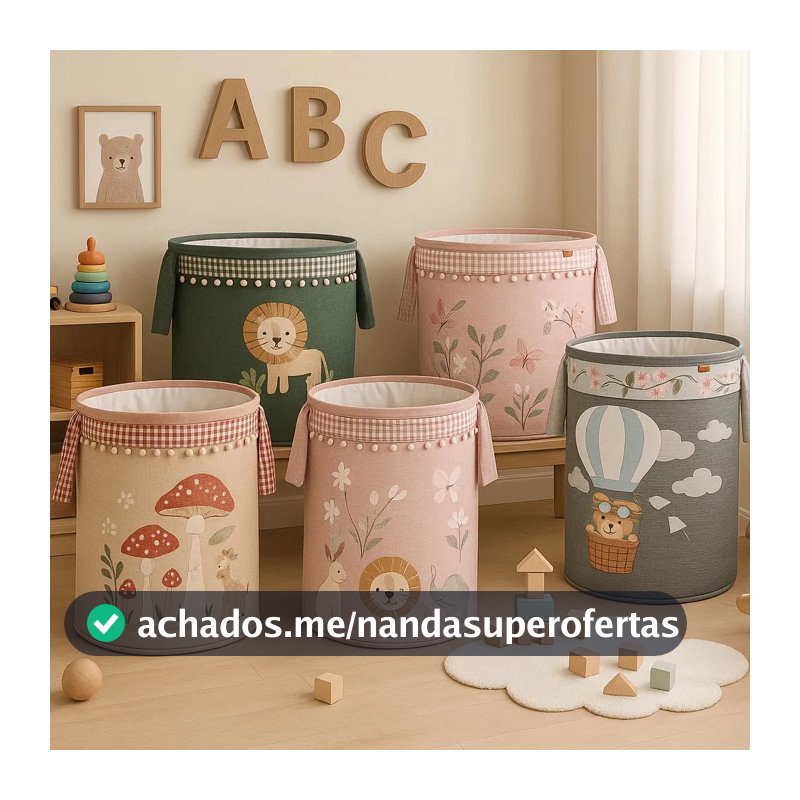 Cesto Organizador de Brinquedos Roupas Bordado Menino Menina Batistela Baby