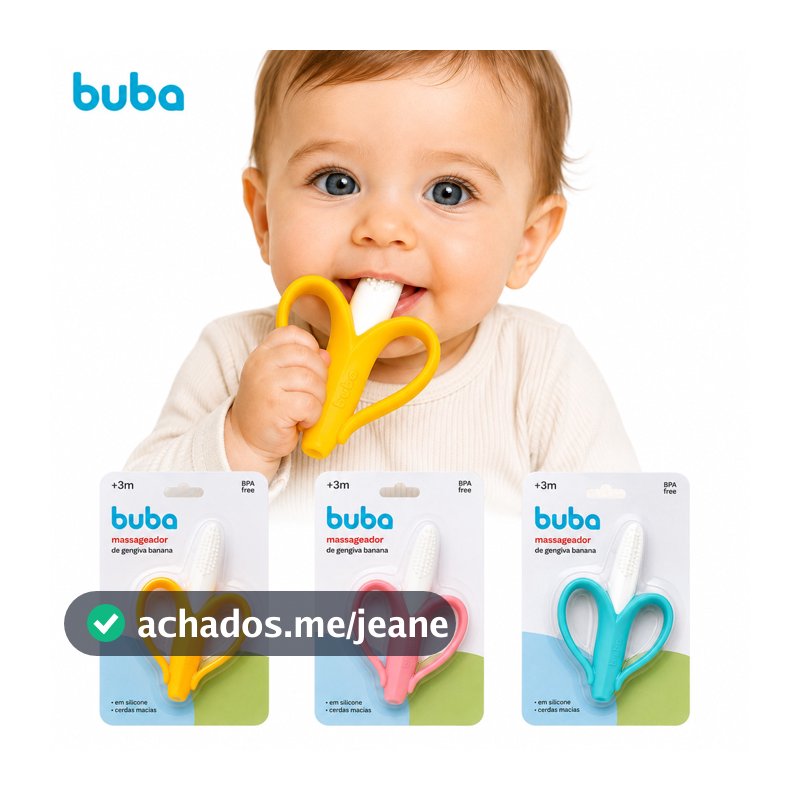 Massageador De Gengiva Buba Banana Mordedor Bebê Bananinha Infantil Silicone Dentinho Bebe