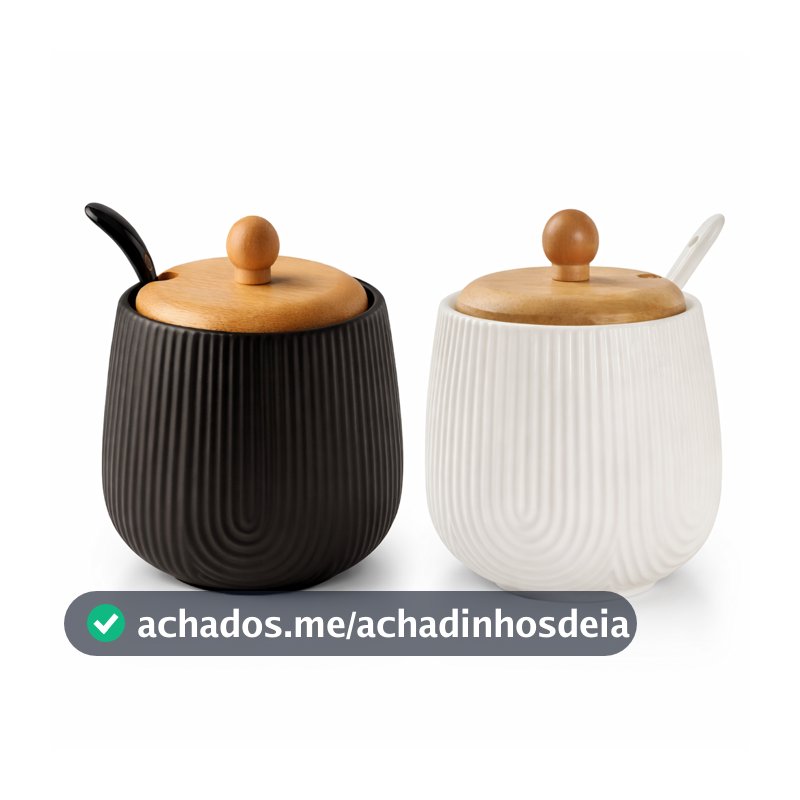 Açucareiro Em Porcelana Tampa Bambu 360ml Oásis