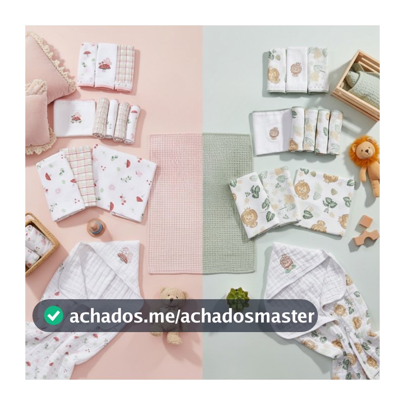 Kit Enxoval Luxo Bebê 12 Peças – Fralda, Toalha Soft, Cueiro e Pano de Boca | Algodão | Dengo