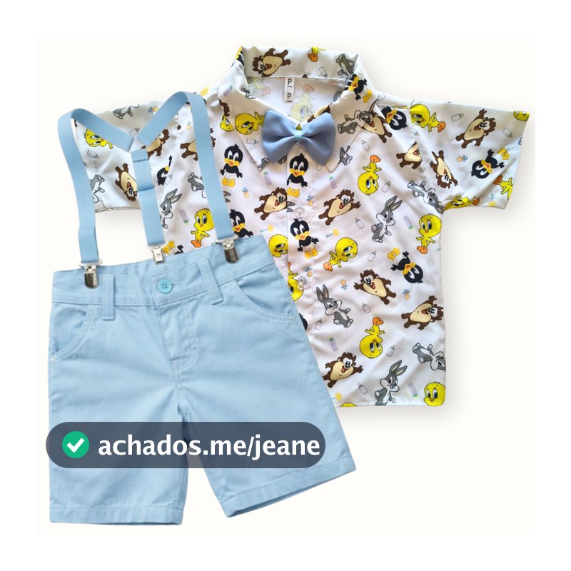 Conjunto Looney Tunes Baby Infantil Look Festa, Aniversário Roupa Temática Social Menino
