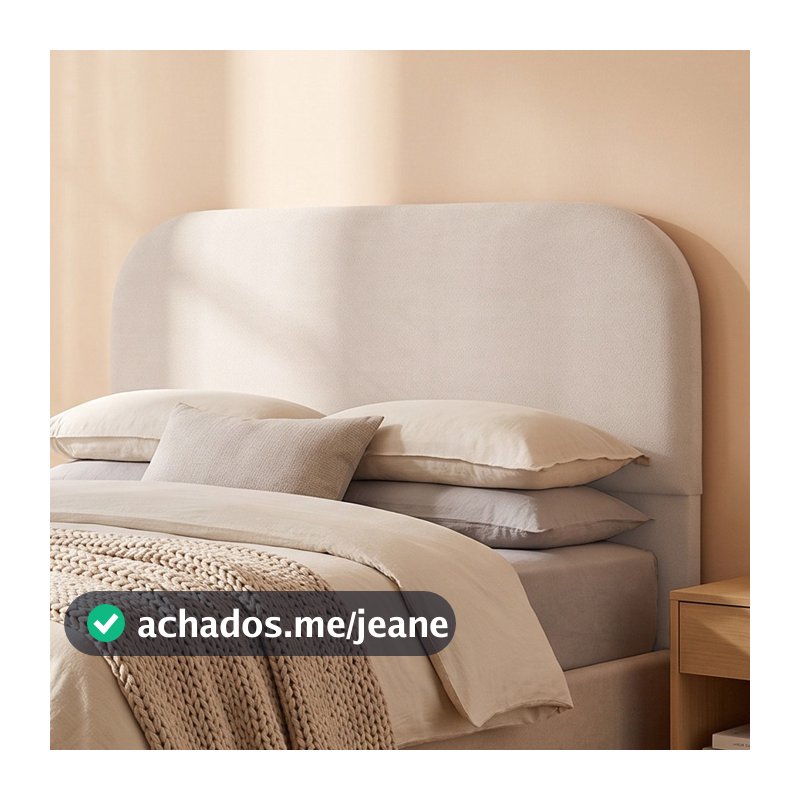 Cabeceira Cama Box Queen 160cm Orgânica Lanna W01 Bouclê Creme - Lyam Decor